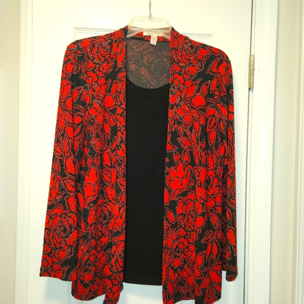 Red and black festive blouse